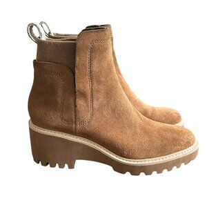 DOLCE VITA Cognac Suede Wedge Chelsea Boots US 6.5